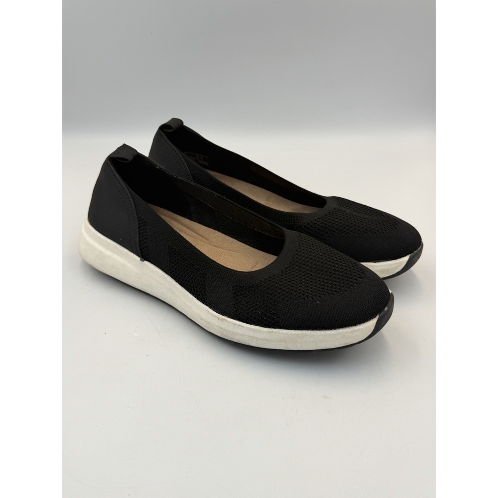 Time and Tru Black Knit Ballet Flats Comfort Slip On Shoes Women's Size 10 - Picture 1 of 6